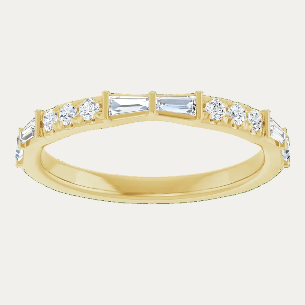 Bow Baguette & Round Diamond Band