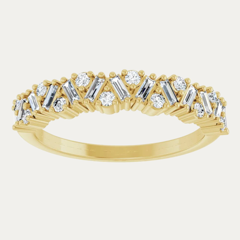 Baguette Cluster Half Eternity Band