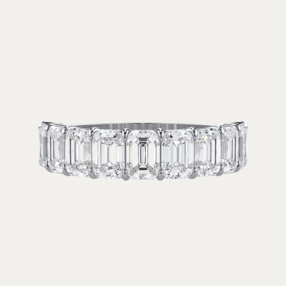 Emerald Half Eternity Diamond Band