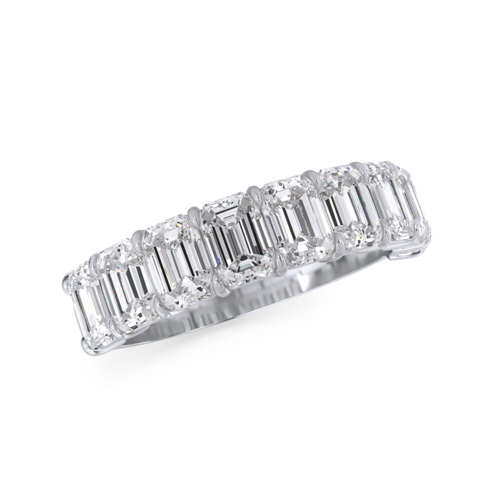 Emerald Half Eternity Diamond Band