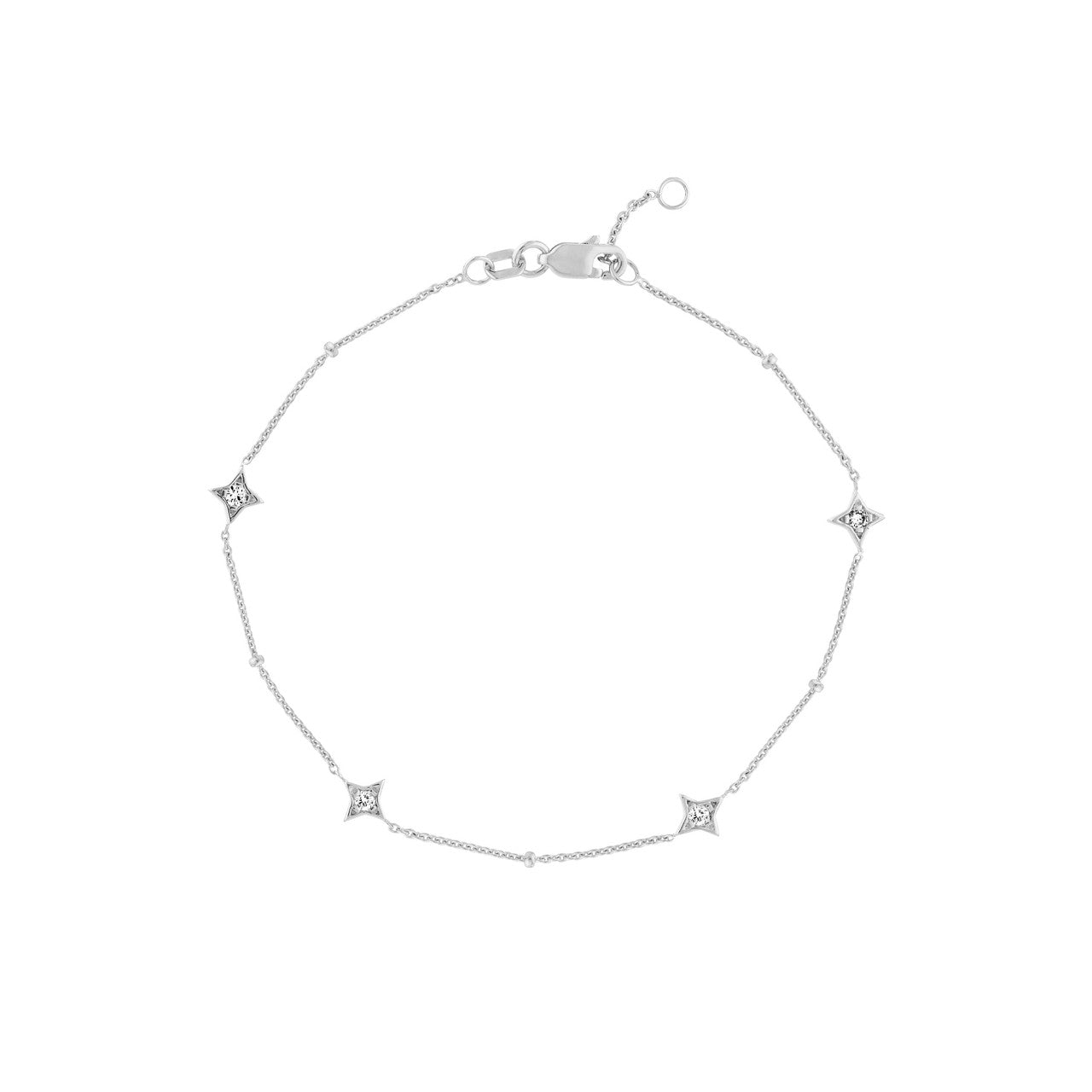 Diamond Star Bezels and Beads Bracelet
