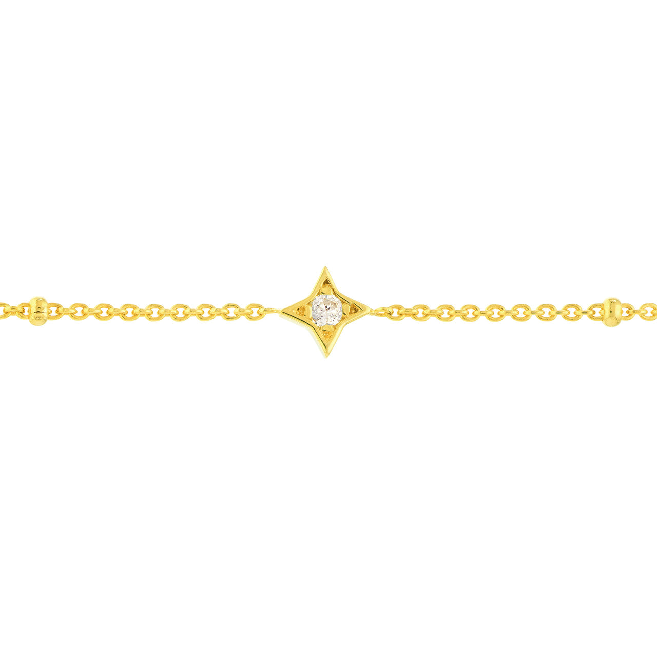 Diamond Star Bezels and Beads Bracelet