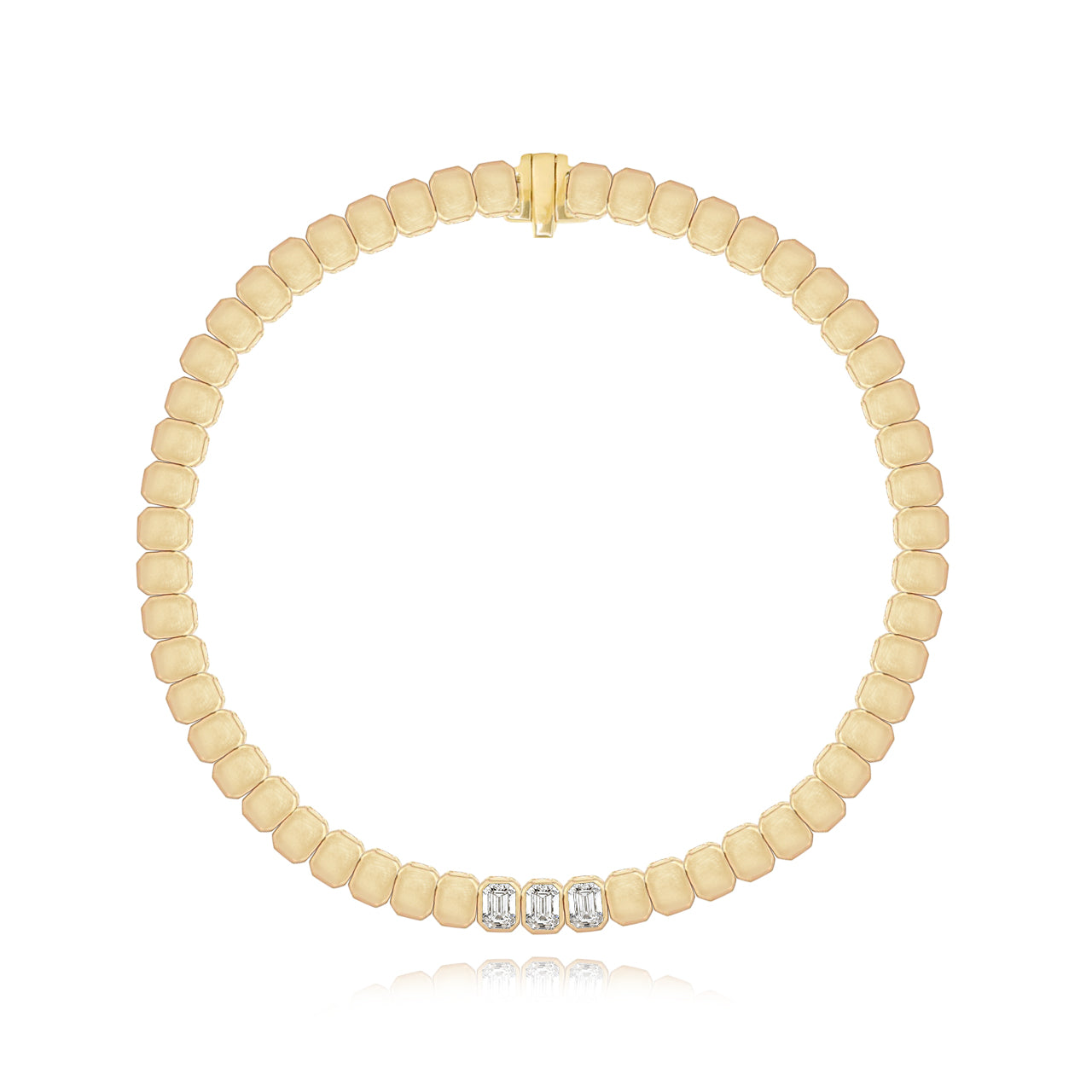 Three Emerald Diamond Golden Bracelet