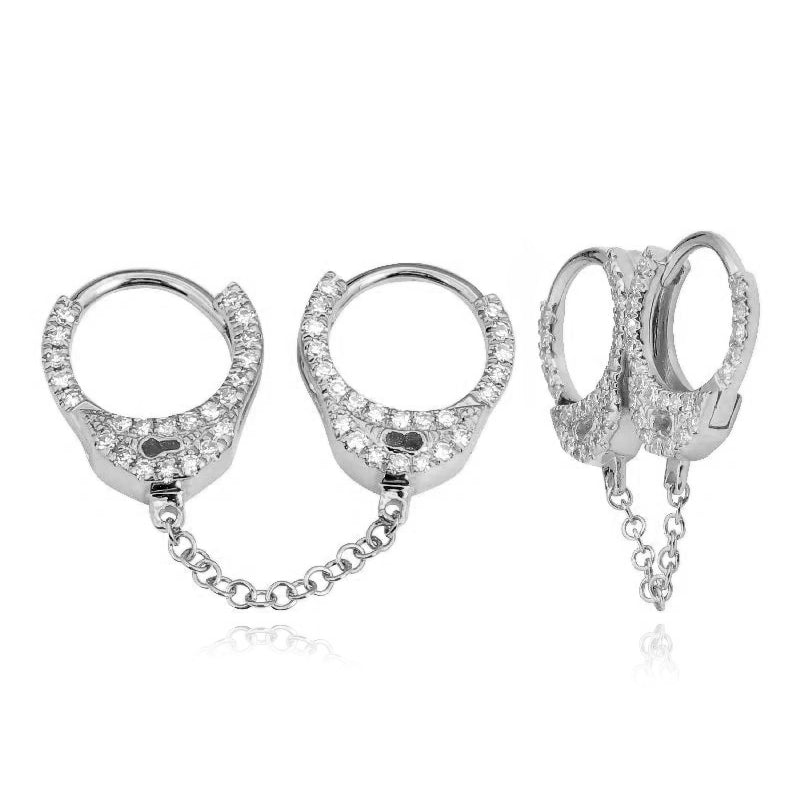 Pave Double Handcuff Earring