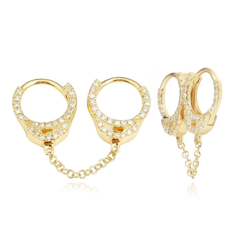 Pave Double Handcuff Earring