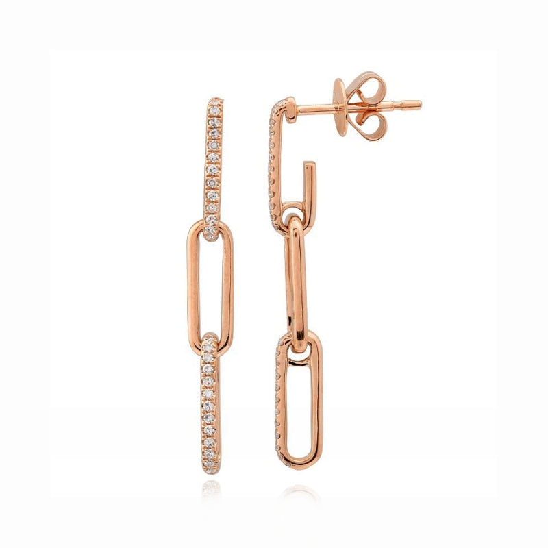 Drop Diamond Paperclip Earrings