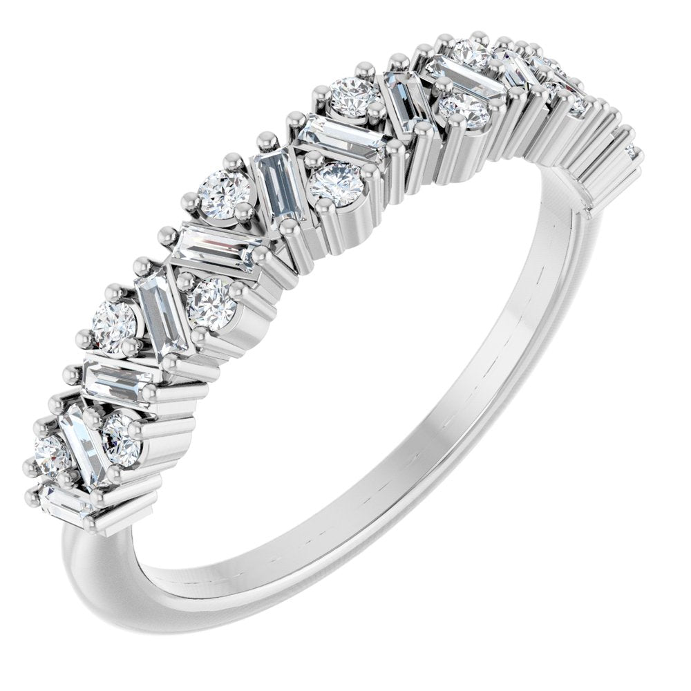 Baguette Cluster Half Eternity Band