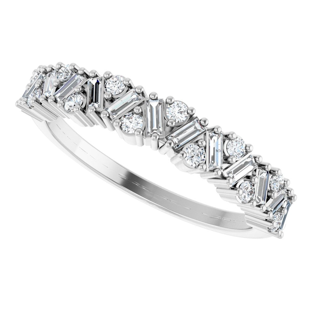 Baguette Cluster Half Eternity Band