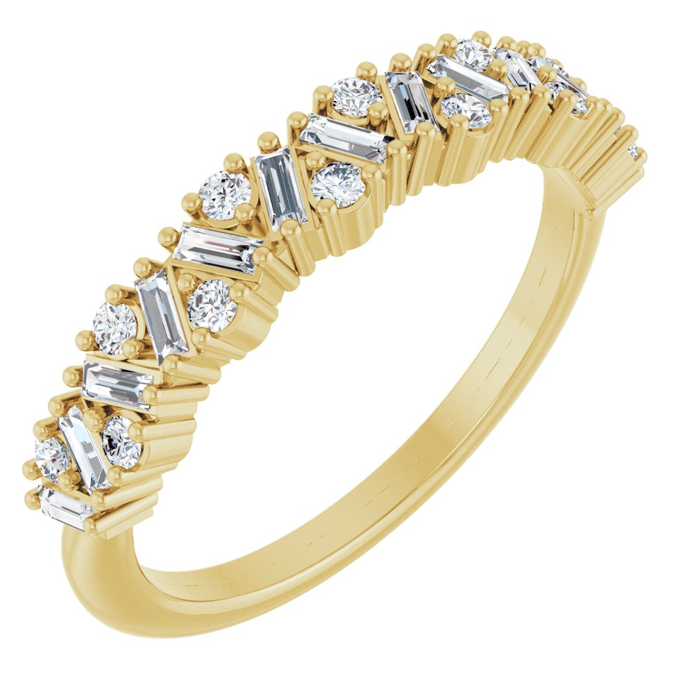 Baguette Cluster Half Eternity Band