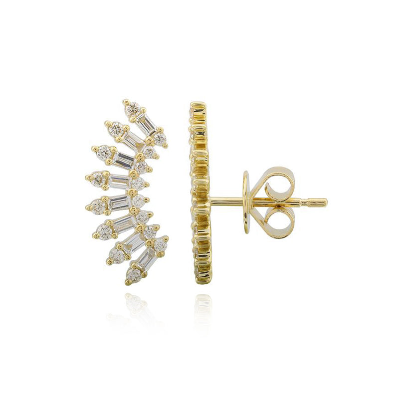 Baguette and Diamond Spike Climbers Earrings