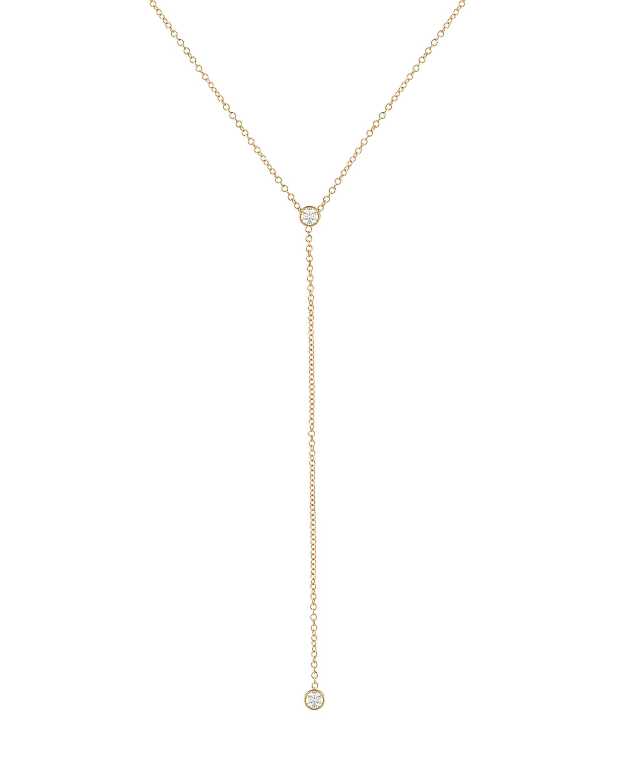 Gold Bezel Diamond Lariat Necklace