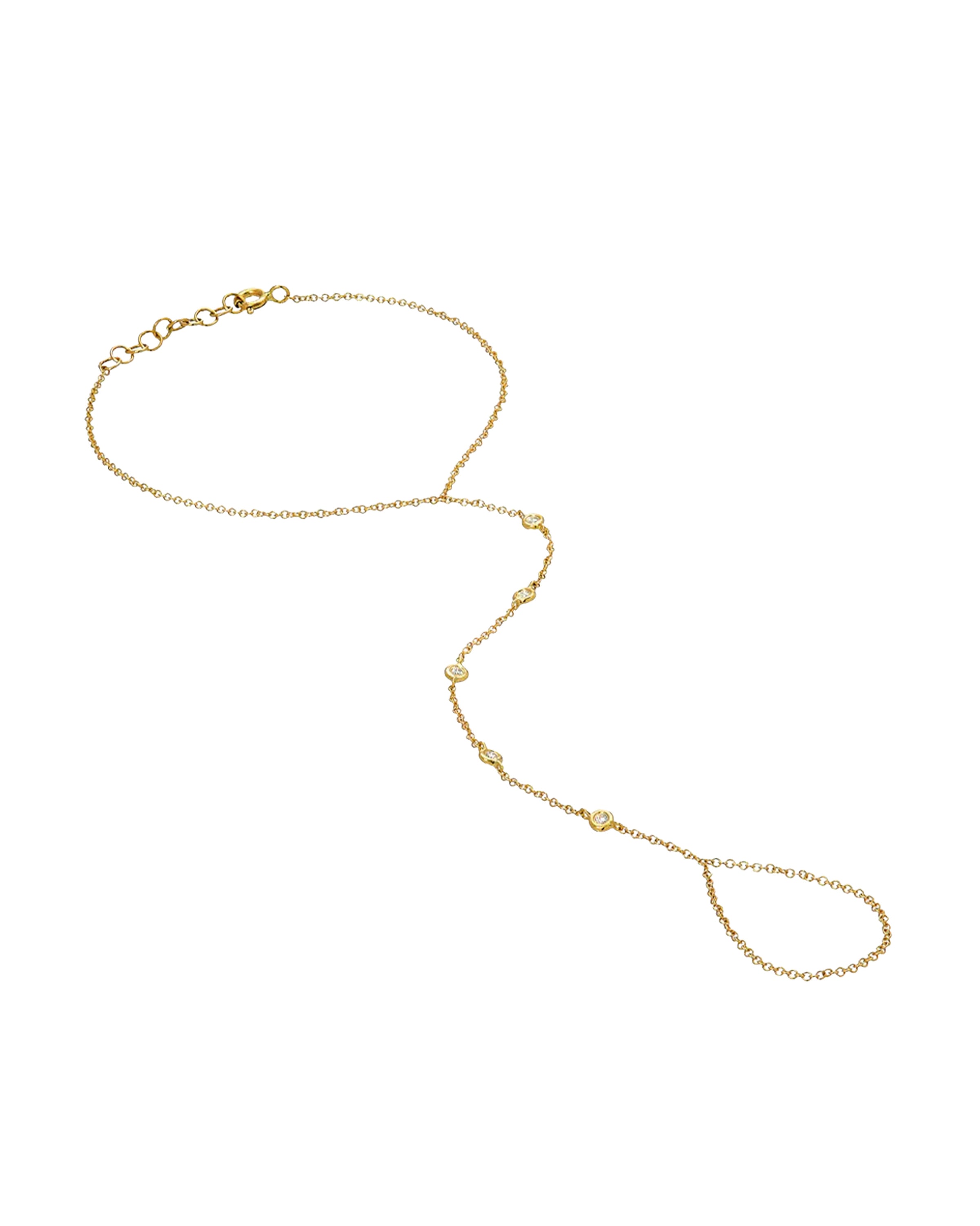 Gold Multiple Bezel Diamond Hand Chain