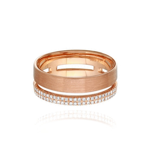 Gold Band with Pave Bar Ring