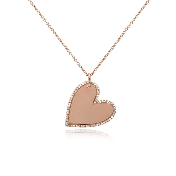 Large Pave Outline Heart Necklace