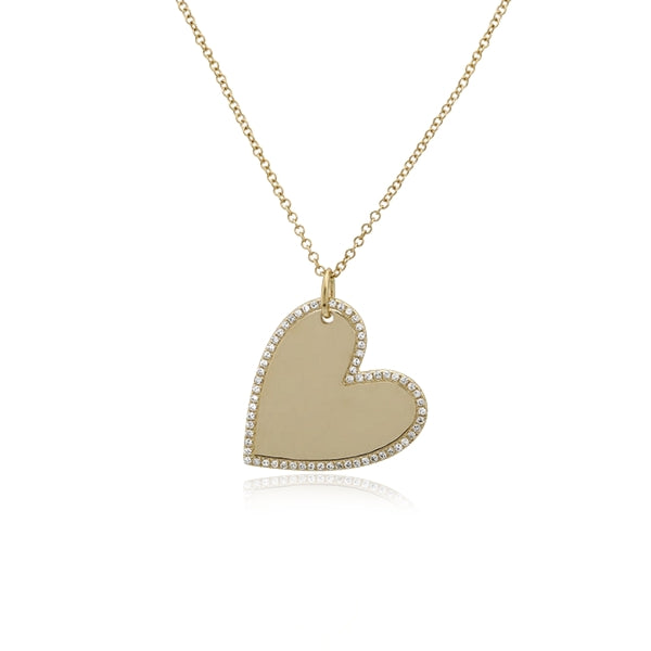 Large Pave Outline Heart Necklace