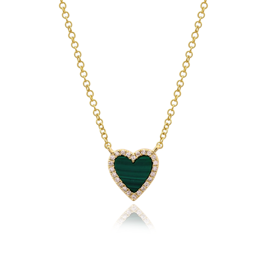 Small Pave Outline Stone Heart