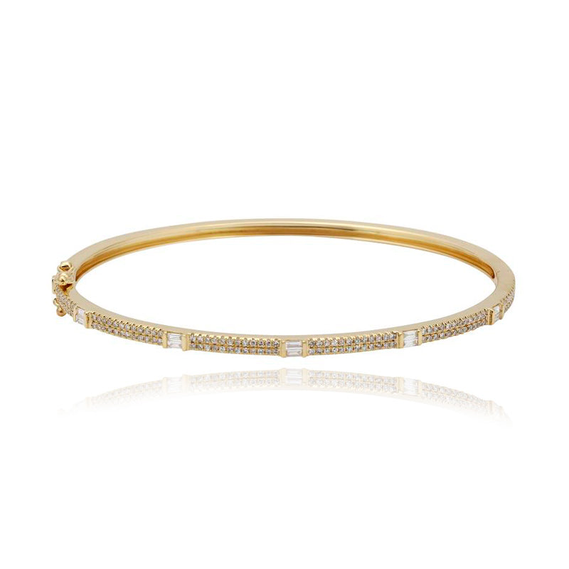 Slim Pave and Baguettes Bangle