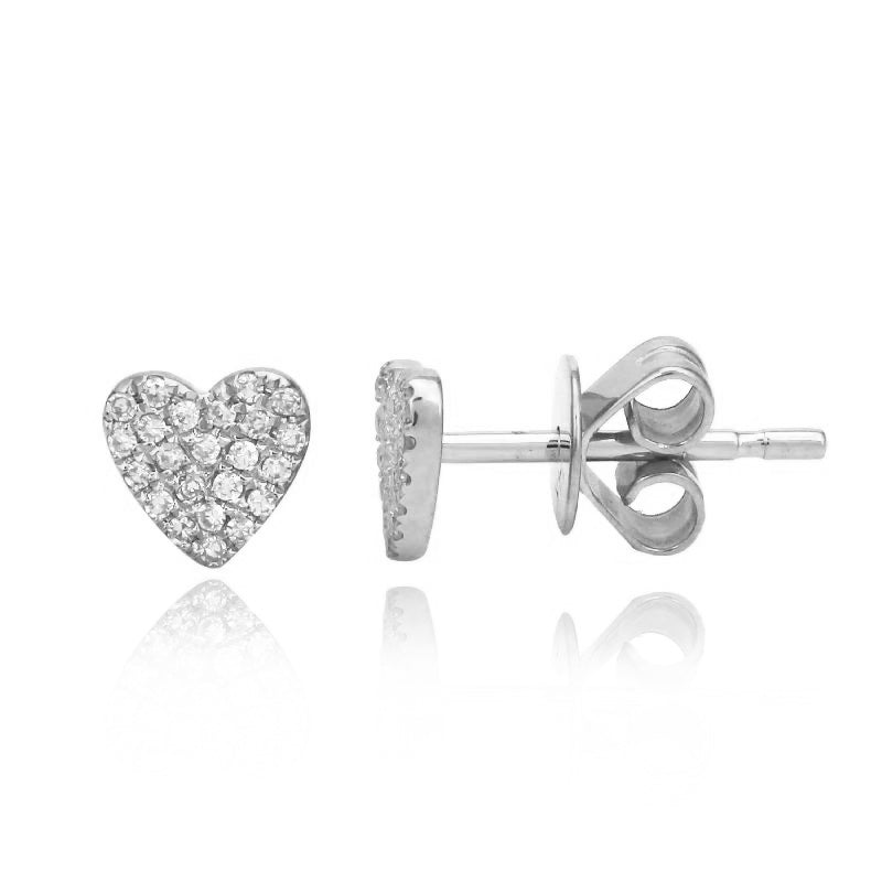 Small Pave Heart Studs