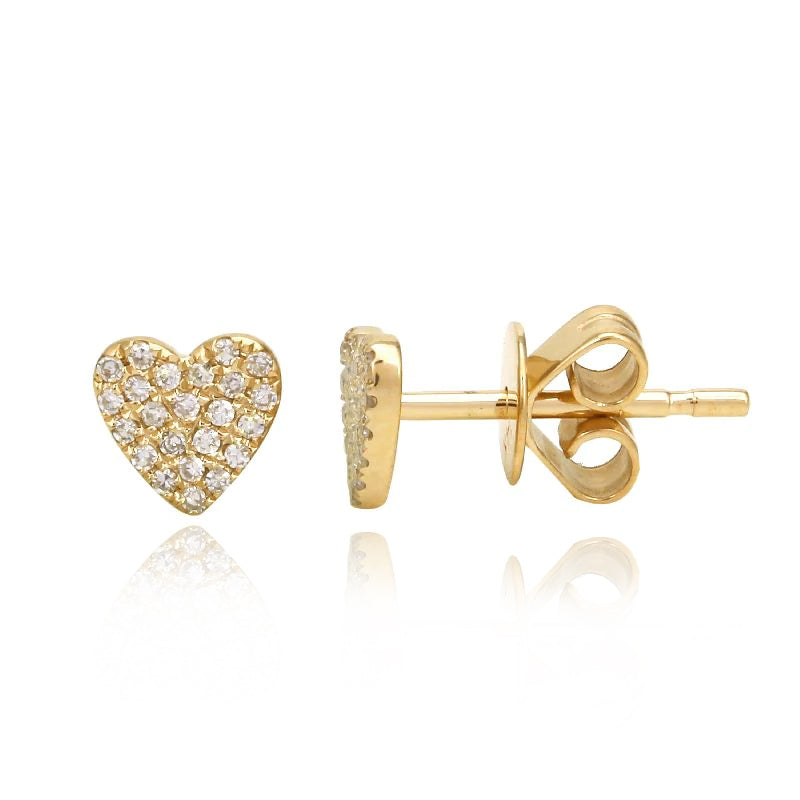 Small Pave Heart Studs