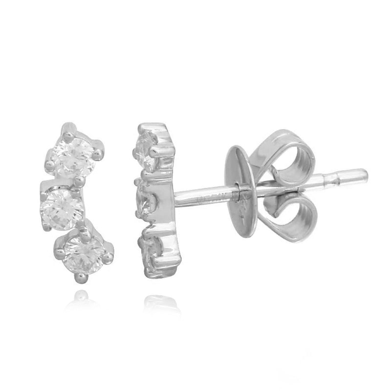 Curved Three Diamond Stud