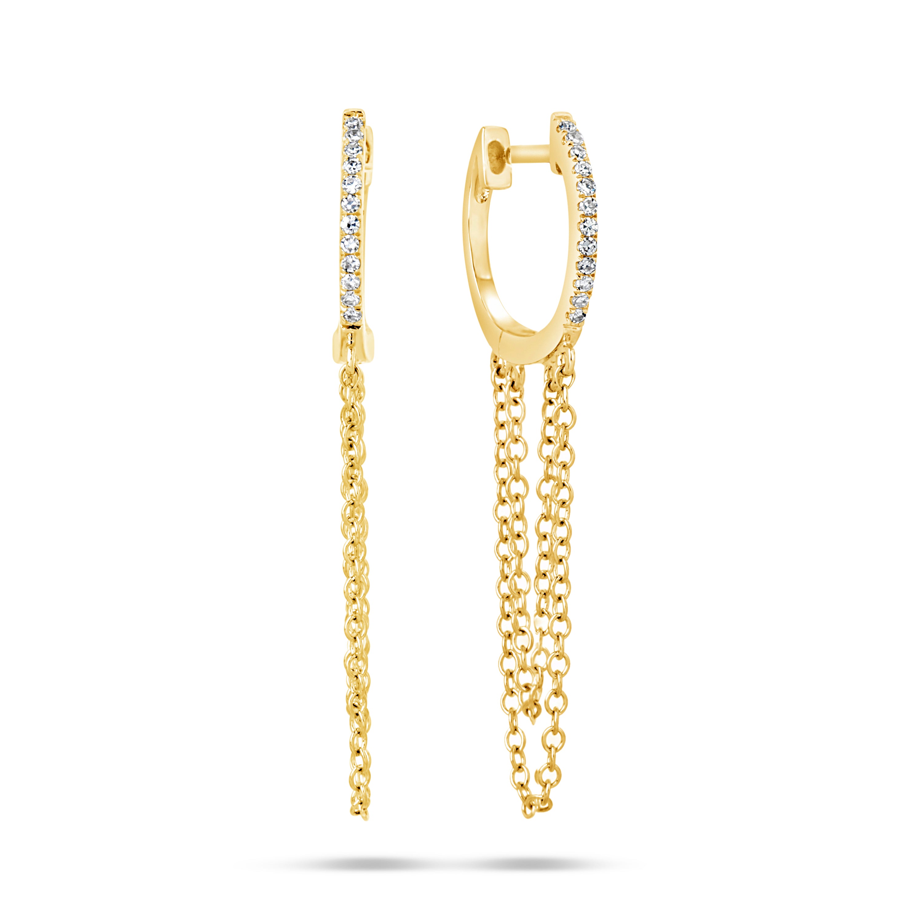 Diamond & Chain Huggie Earring