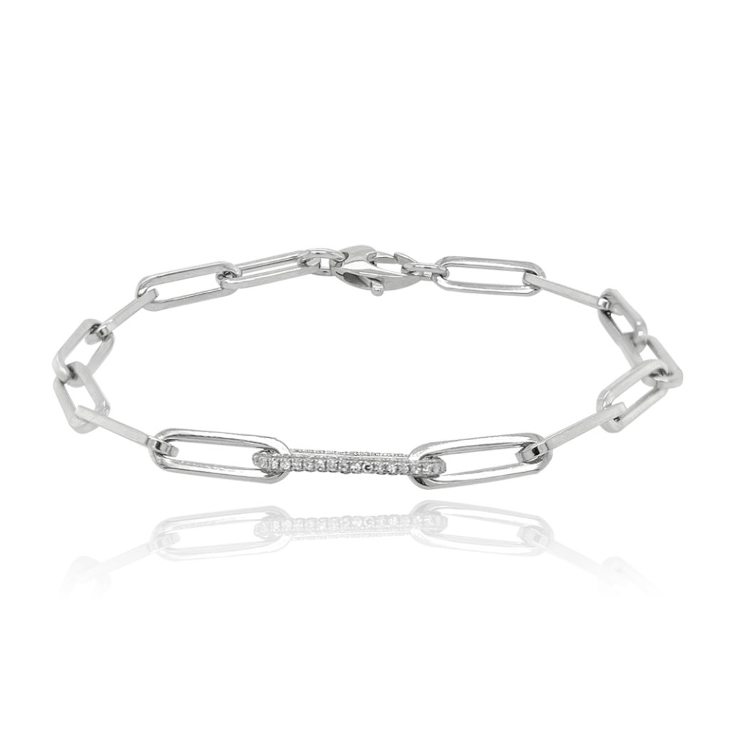 All Around Diamond Link Paperclip Bracelet