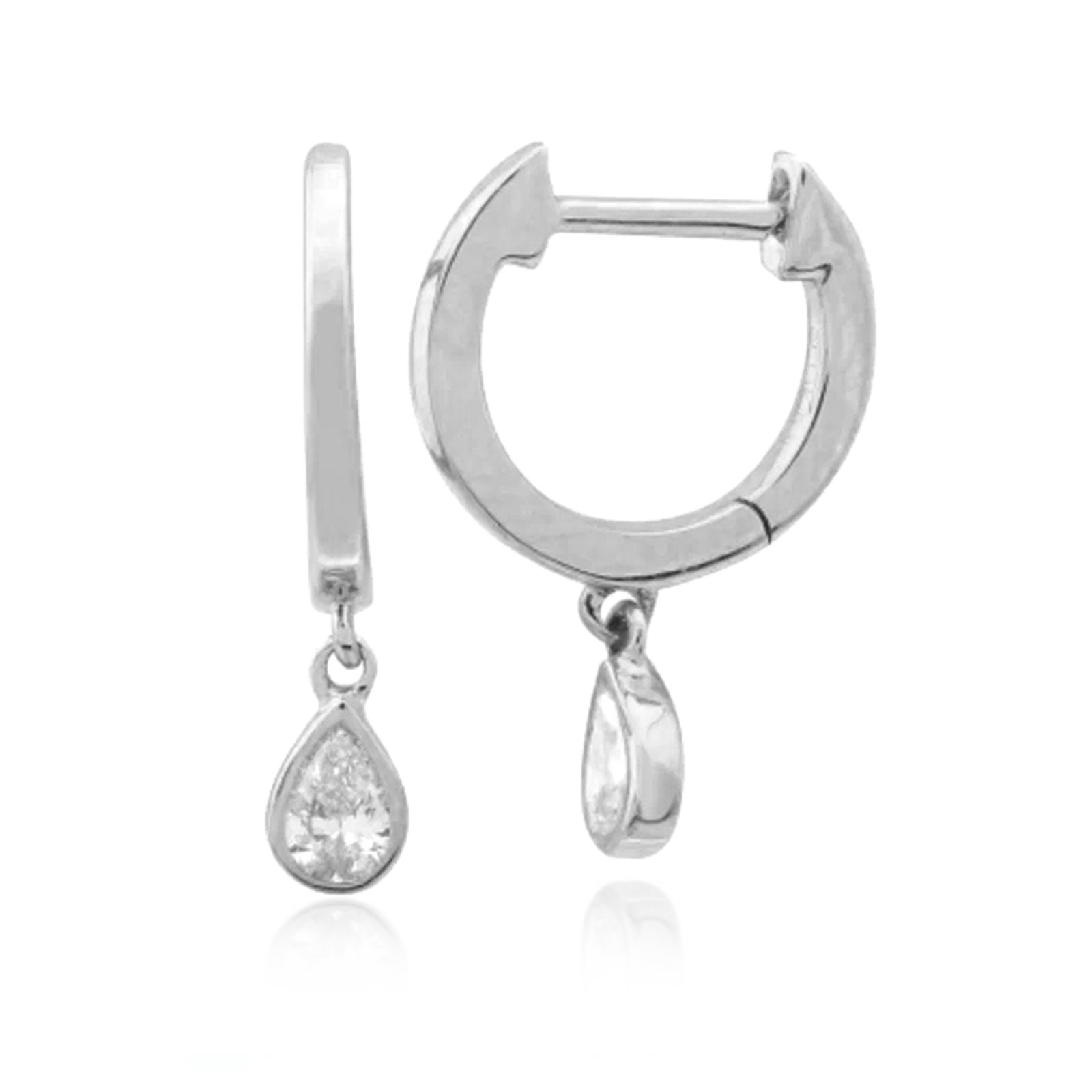 Dangling Bezel Diamond Pear Huggie