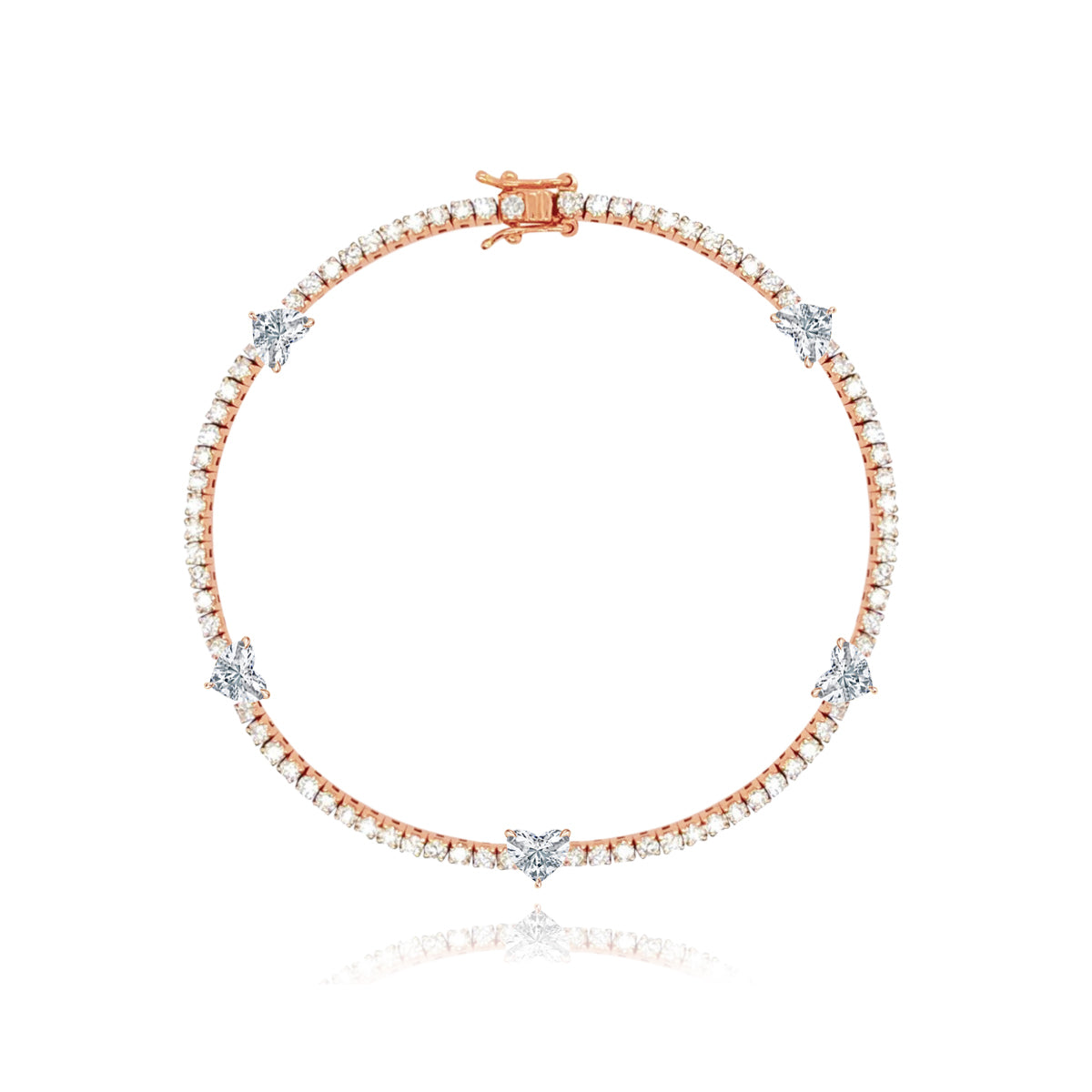 Five Diamond Heart Tennis Bracelet