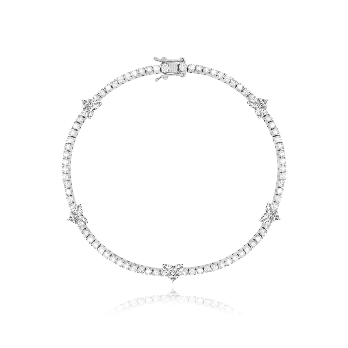 Five Diamond Heart Tennis Bracelet