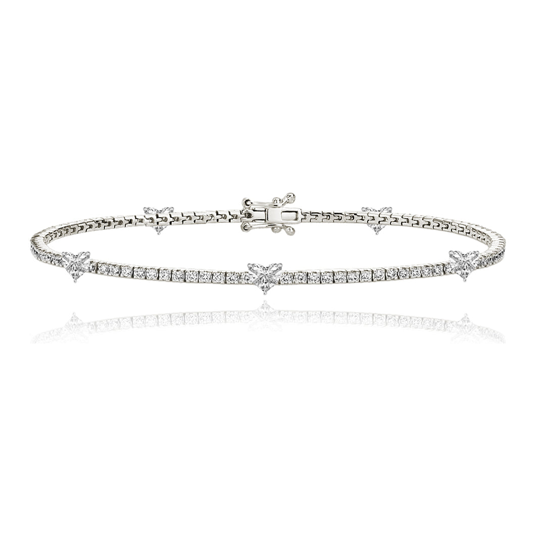 Five Diamond Heart Tennis Bracelet