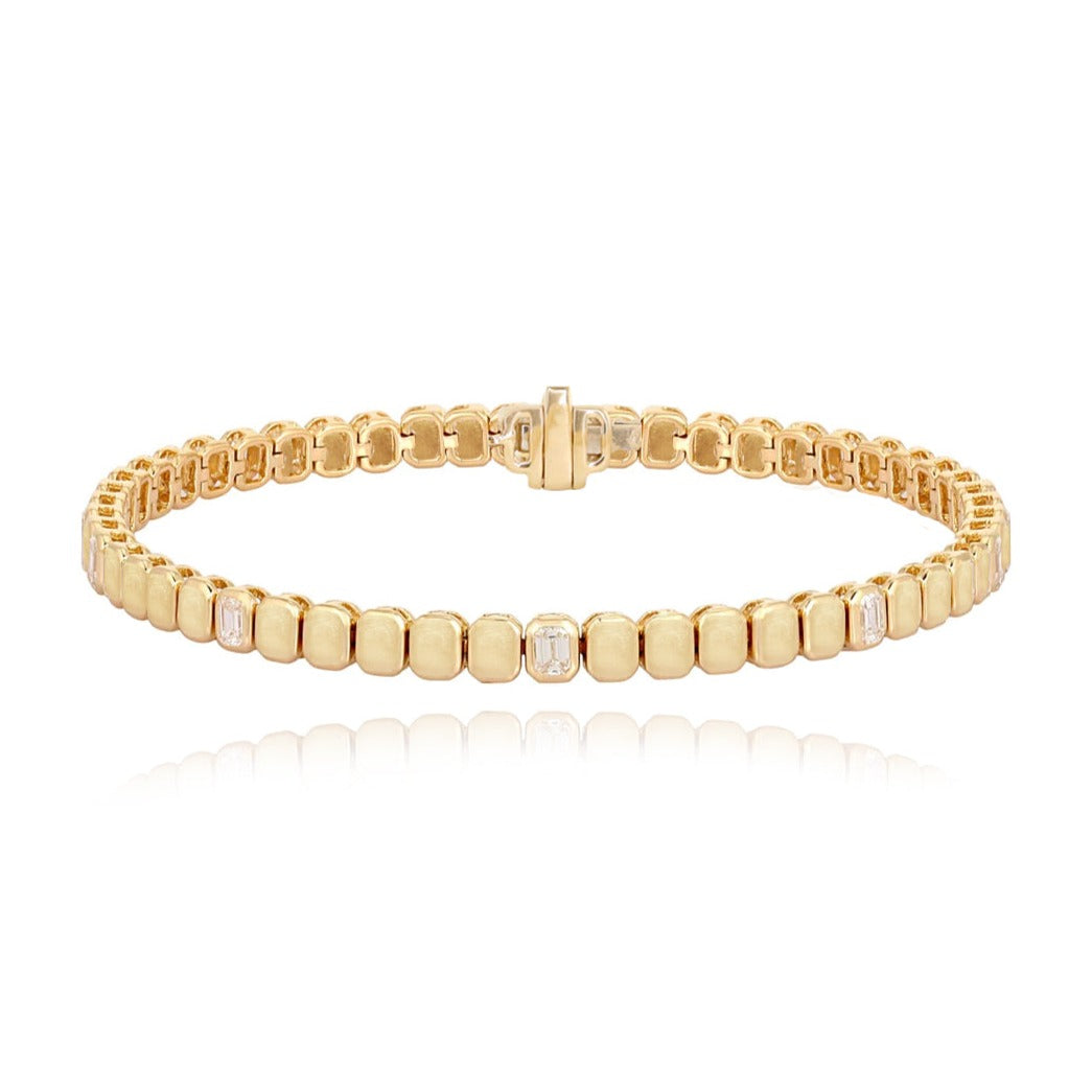 Five Emerald Cut Diamond Golden Bracelet