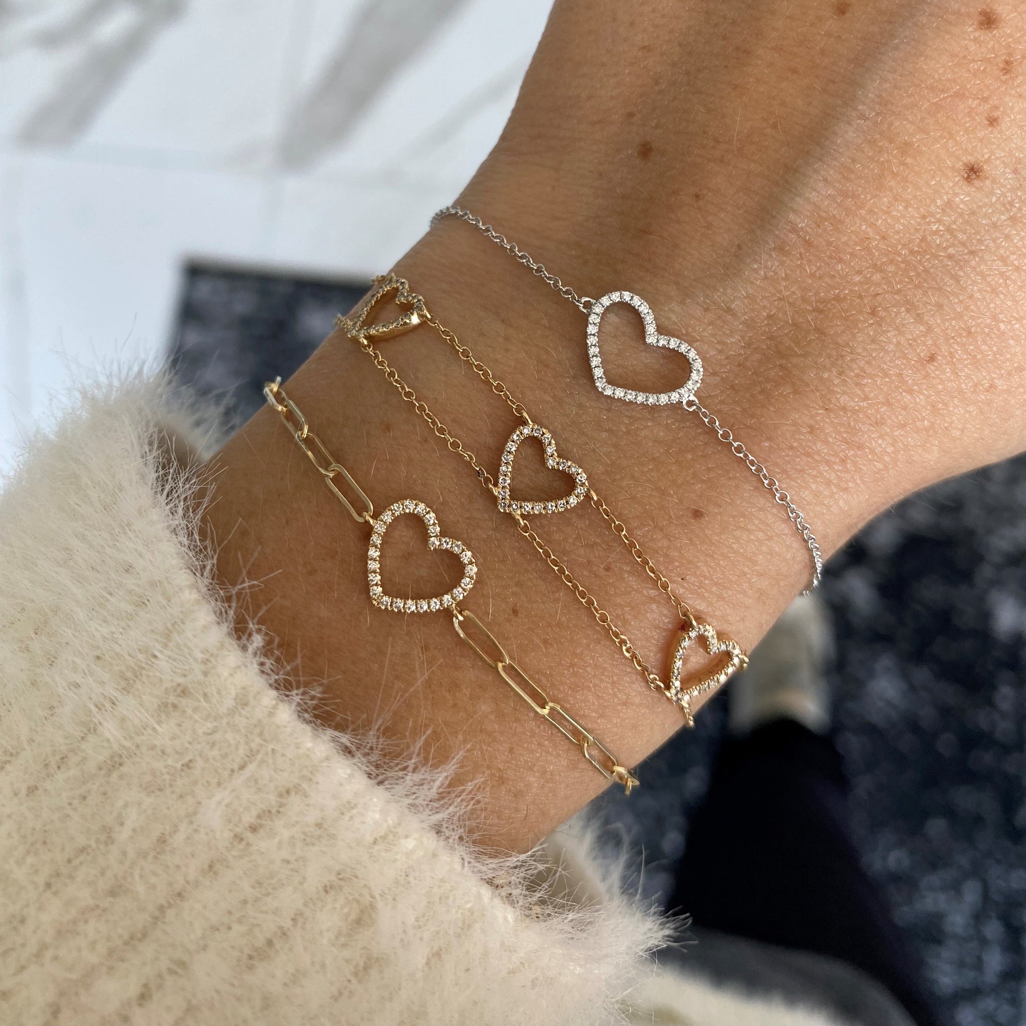 Cutout Pave Heart Bracelet