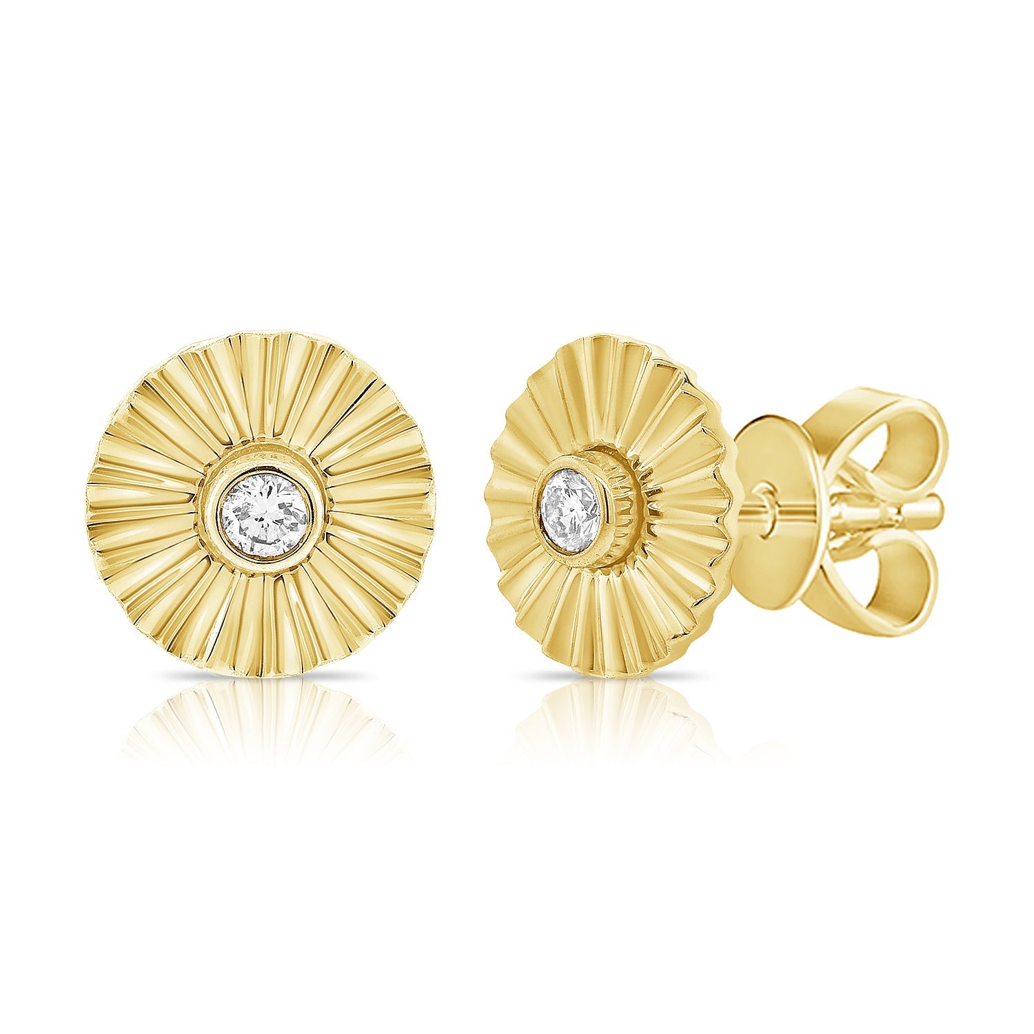 Striped Round Center Diamond Earrings