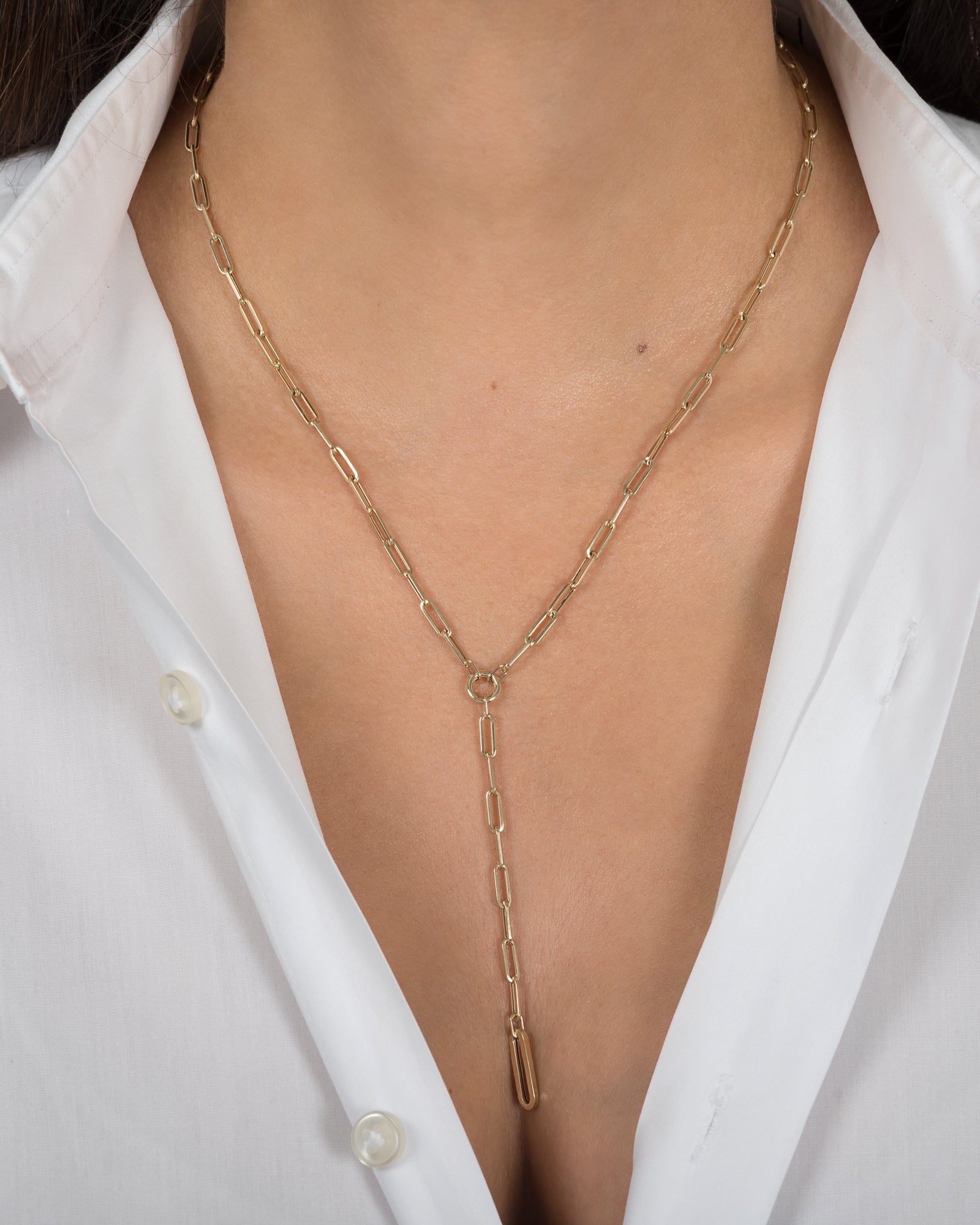 Large Paper Clip Lariat Necklace