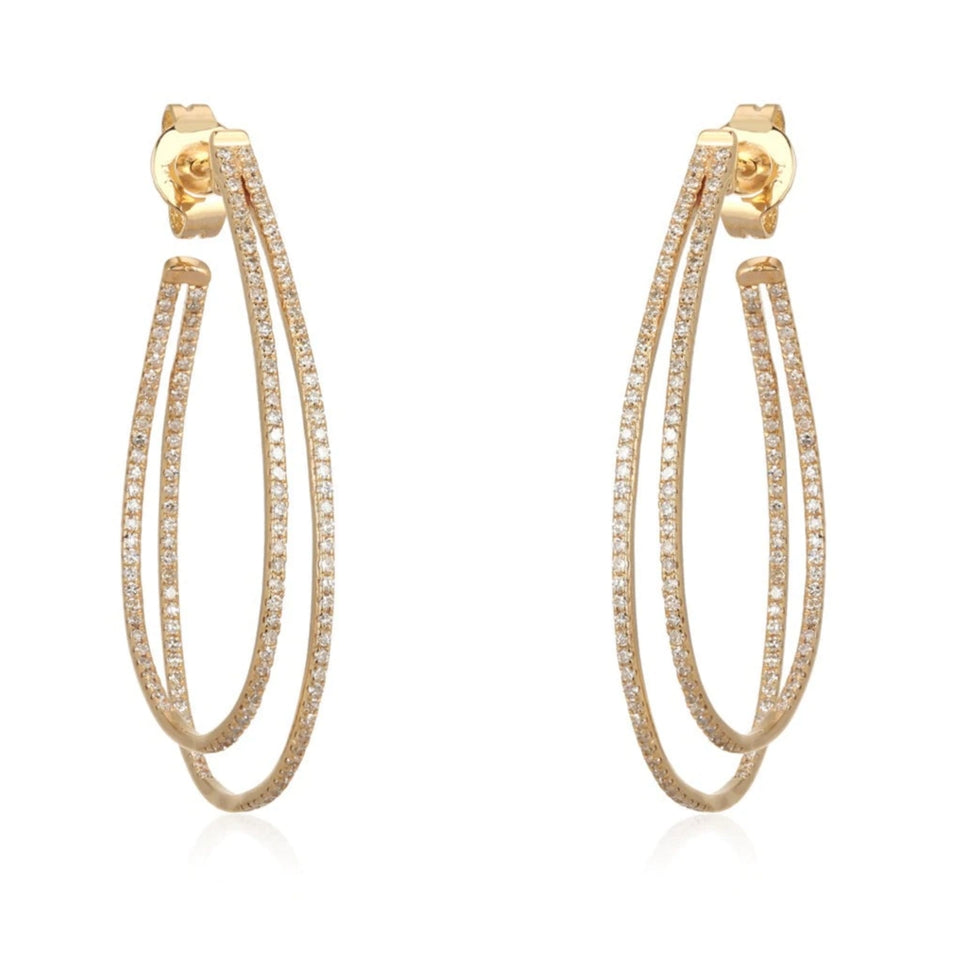 Double Line Pave Hoop Earrings