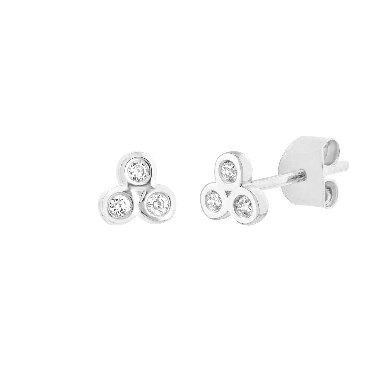 Diamond Trinity Stud Earrings