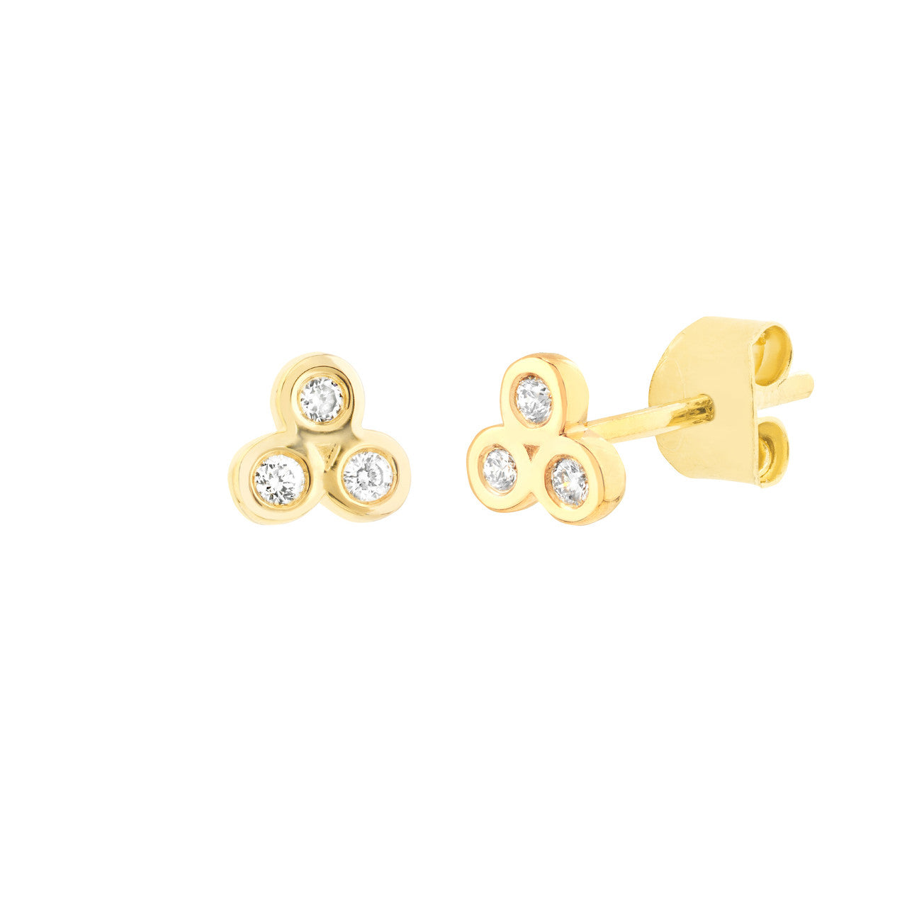 Diamond Trinity Stud Earrings