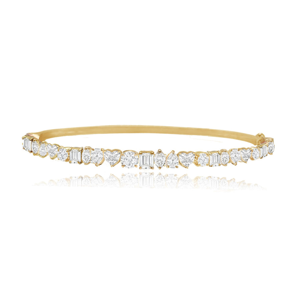 Vertical Multi Shape Diamond Bangle