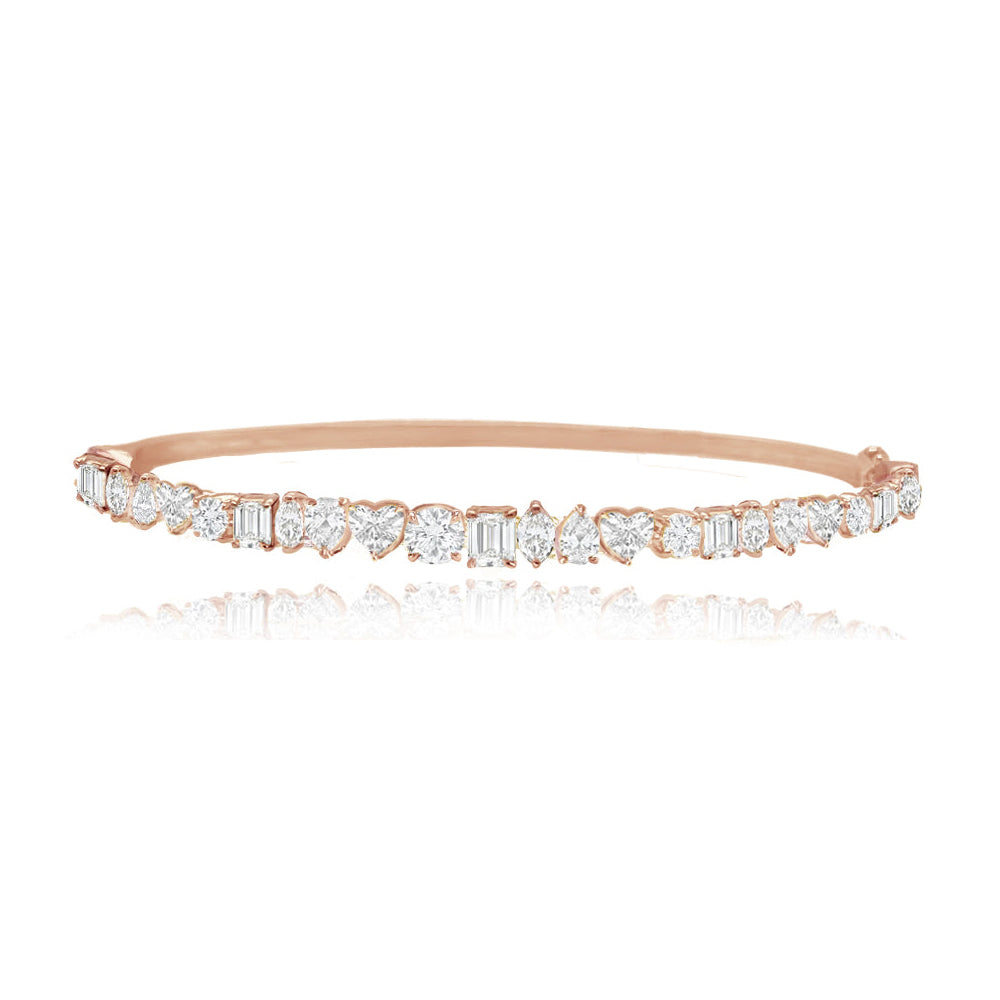 Vertical Multi Shape Diamond Bangle