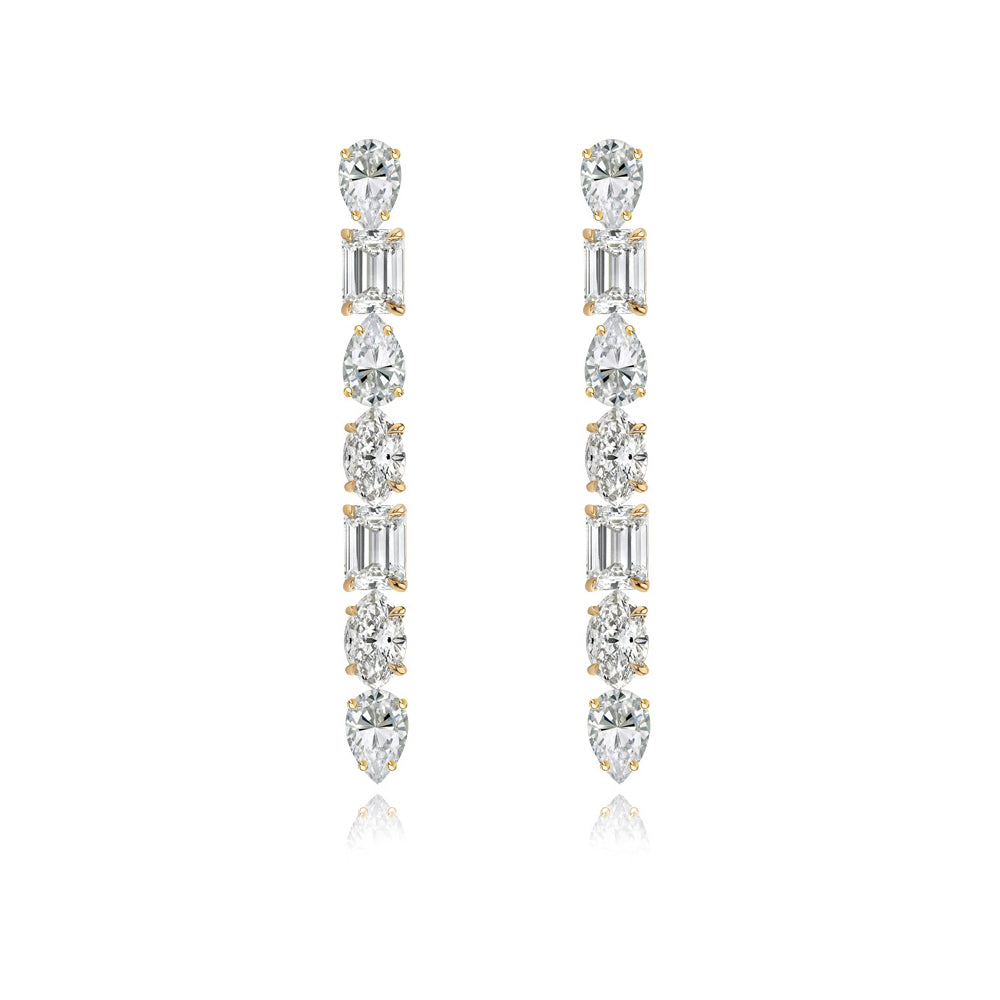 Dropdown Multi Shape Diamonds Statement Earring