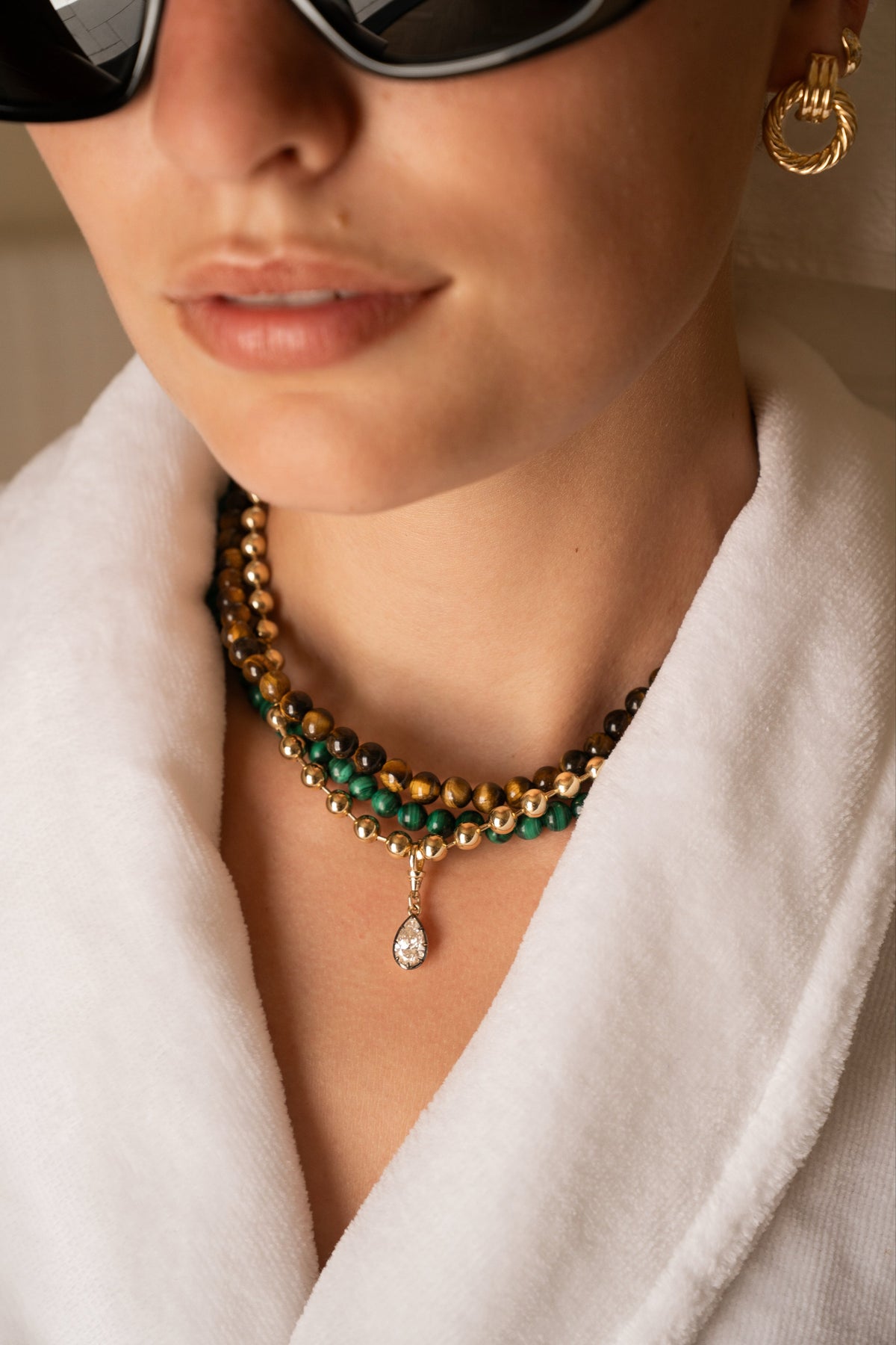 14K Large Natural Beaded Necklace
