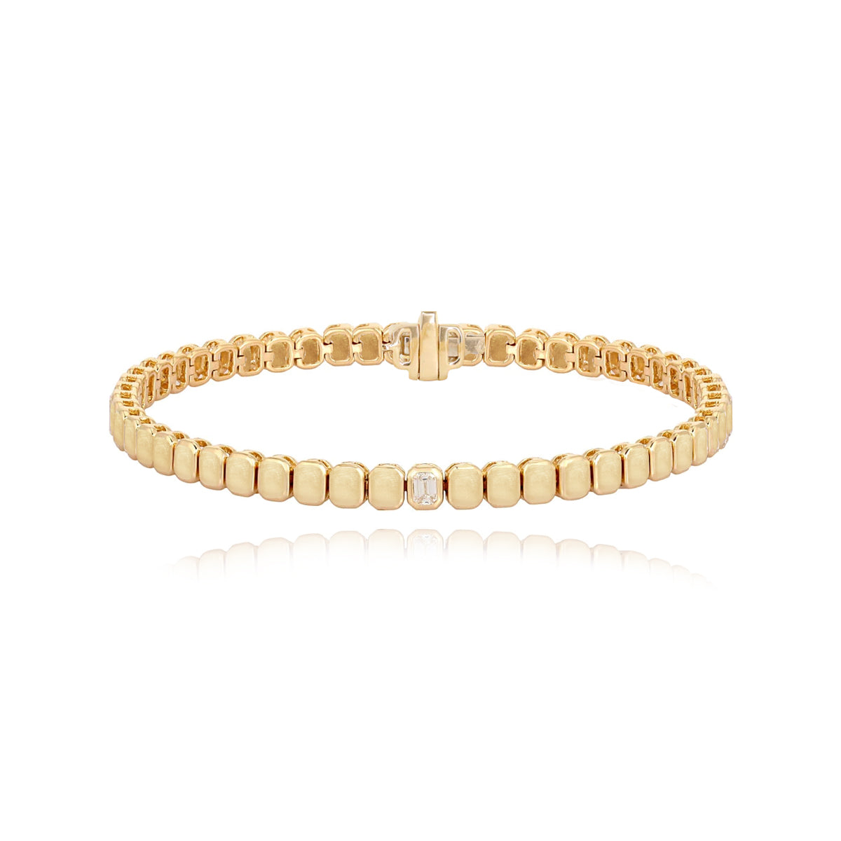 Solitaire Emerald Cut Diamond Golden Bracelet