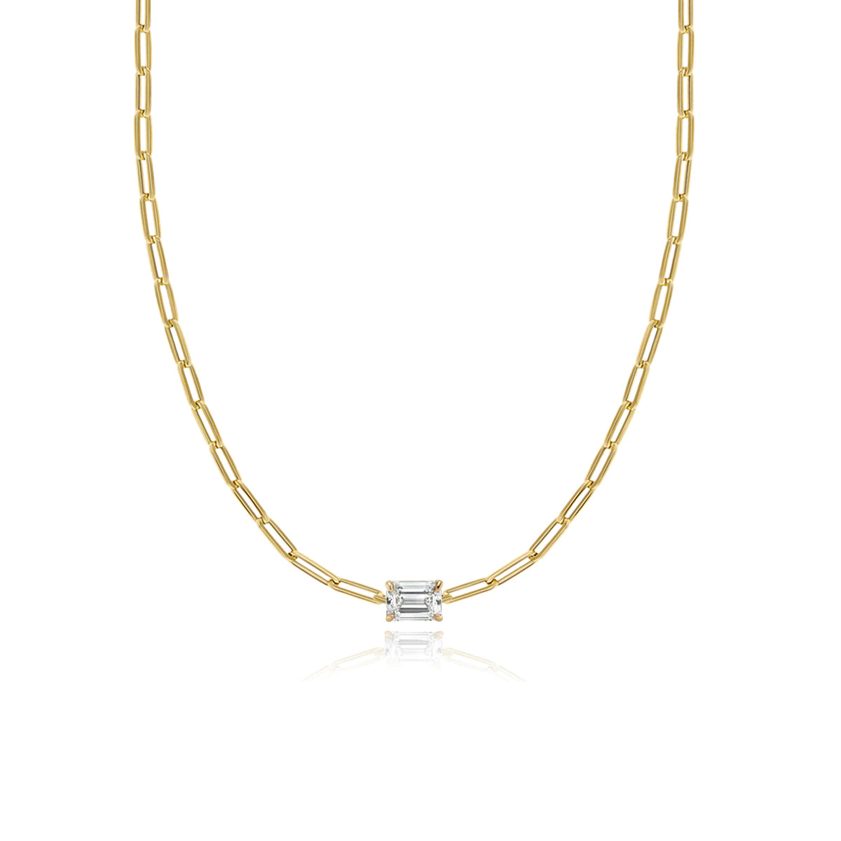 Solitaire Diamond Paperclip Necklace