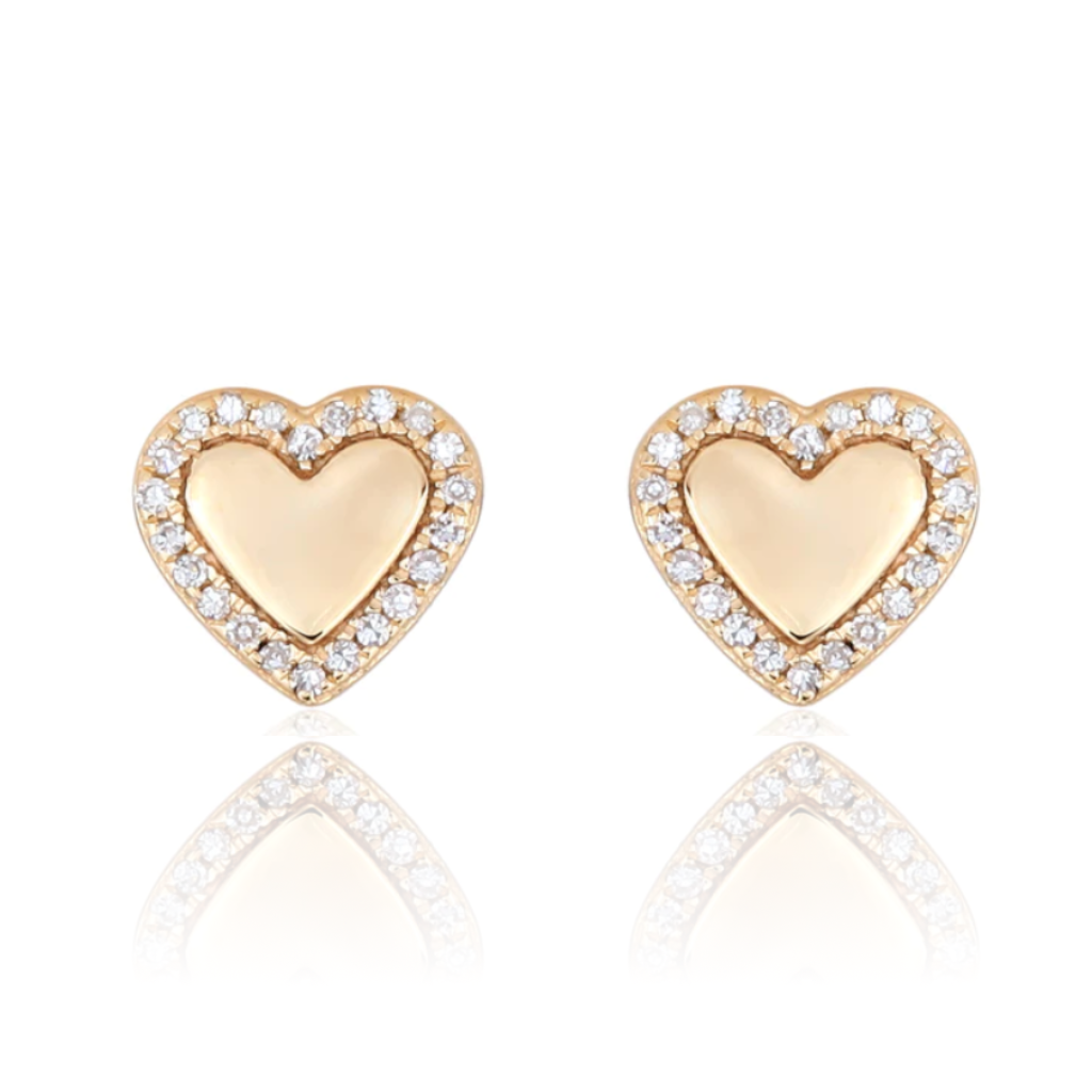 Golden Heart Diamond Earrings