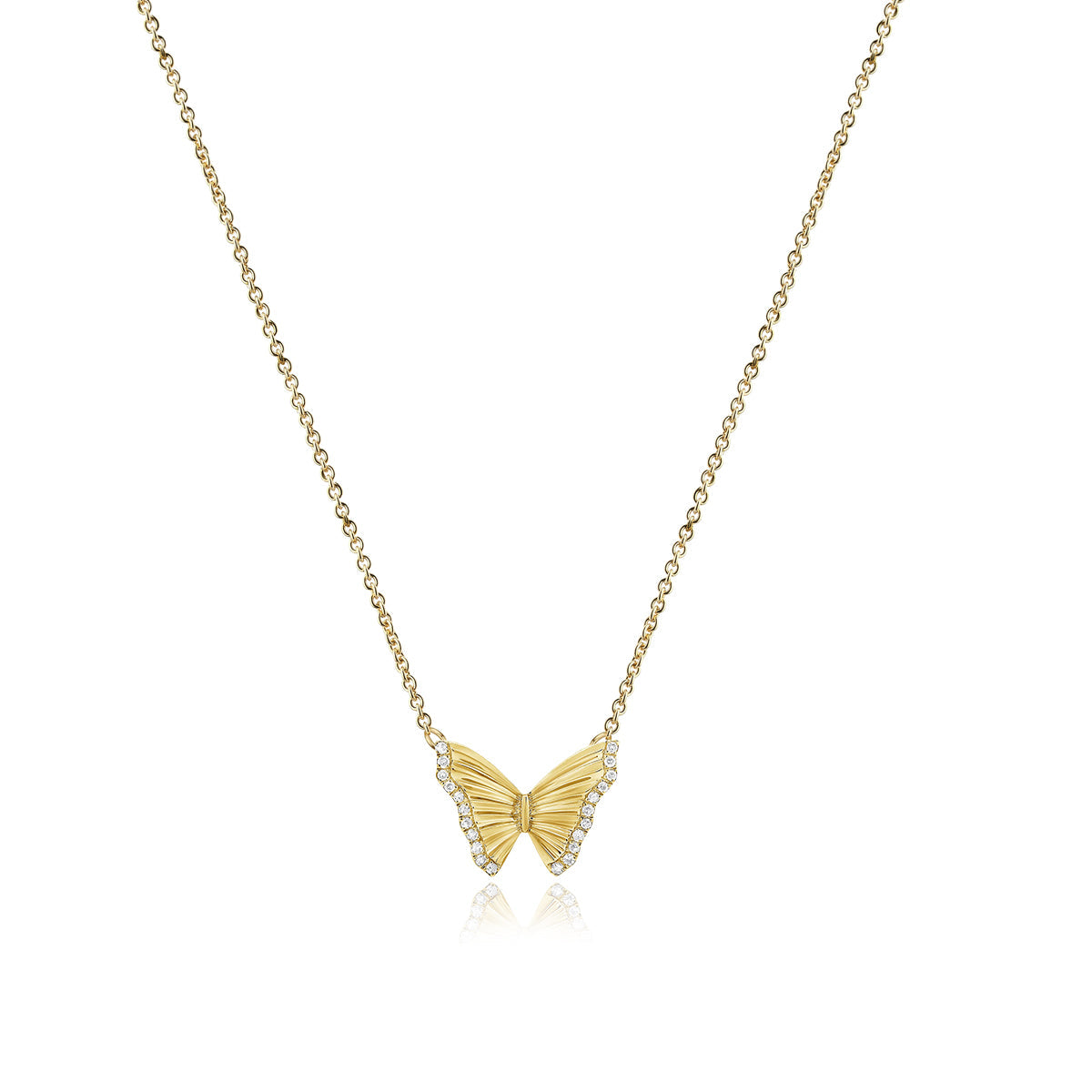 Striped Butterfly Pave Necklace