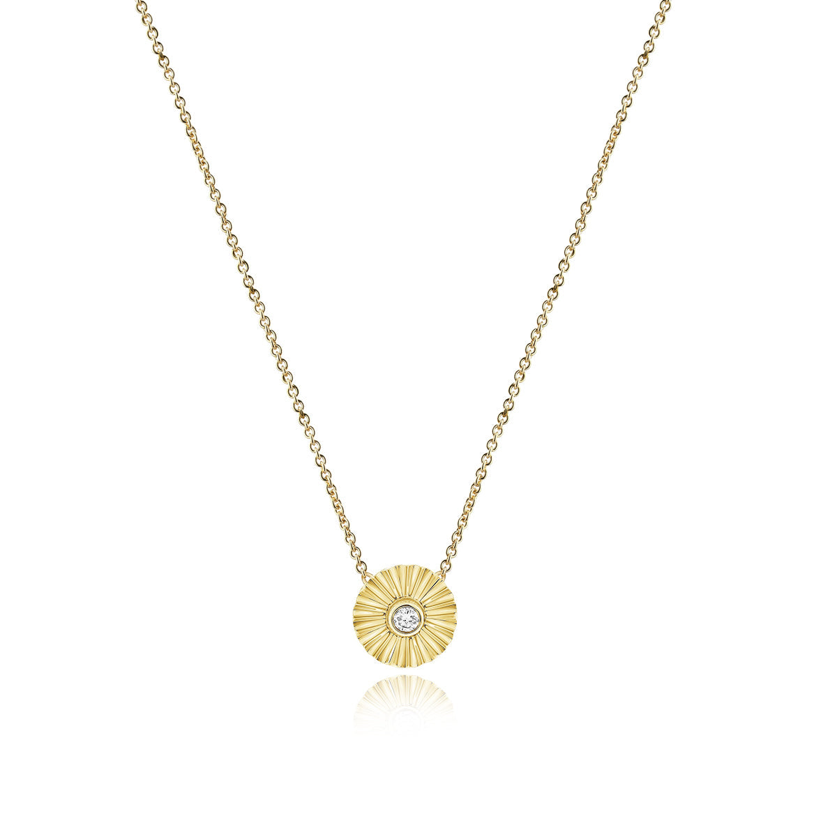 Striped Round Center Diamond Necklace