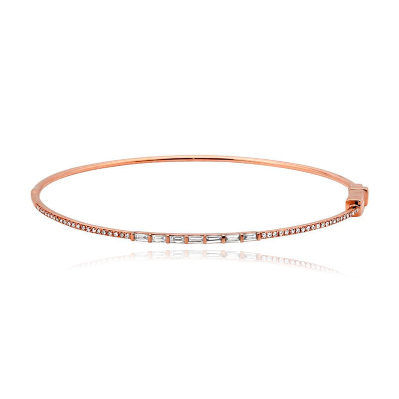 Thin Pave and Baguette Bangle