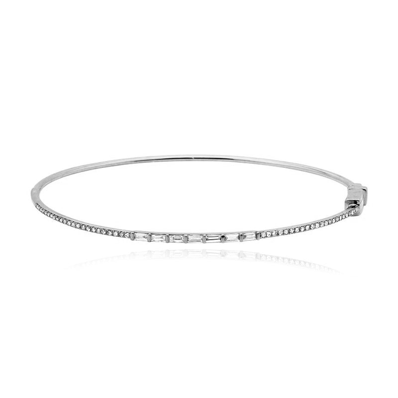 Thin Pave and Baguette Bangle