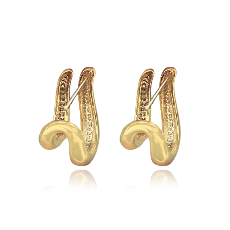 Two Wave Pave Gold Hoop Earrings