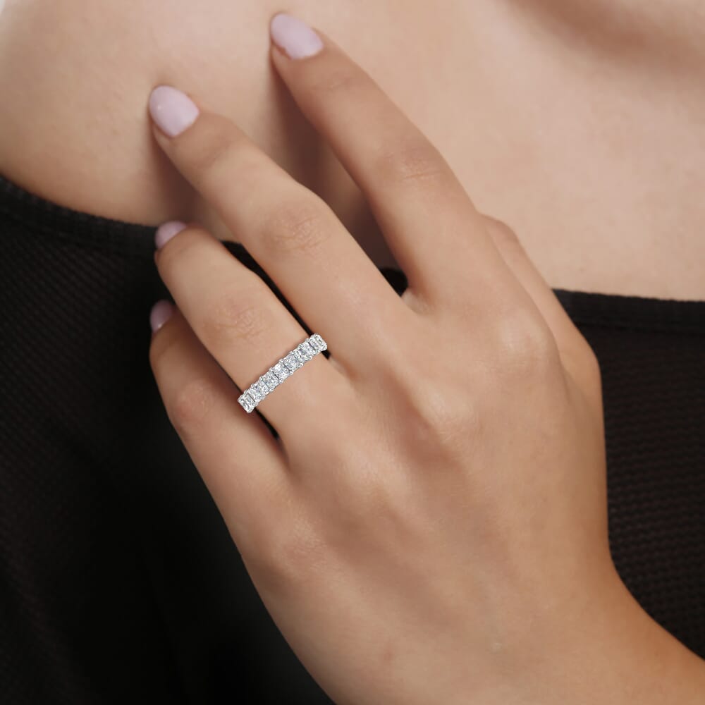 Radiant Half Eternity Diamond Band